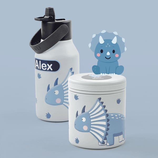 Runbott garrafa 350 ml + termo Triceratops