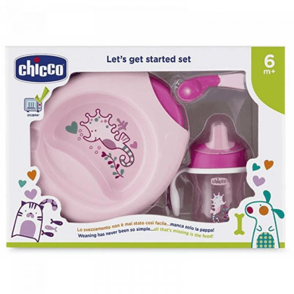Chicco Conjunto Papa Colher + Copo + Pratos 2 Unidade(s) 6M+ Rosa