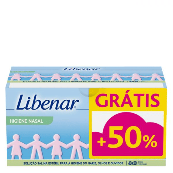 Libenar Soro fisiológico estéril em monodoses 40 x 5 ml com Oferta de Soro fisiológico estéril em monodoses 20 x 5 ml