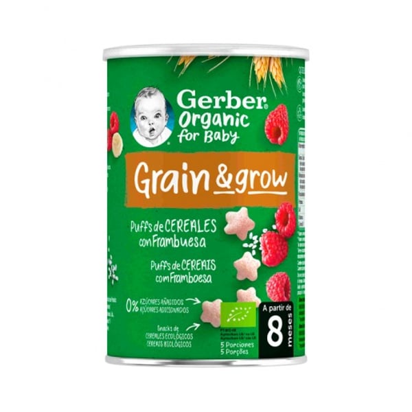 Gerber Bio NutriPuffs Framboesa 35G 8M+,  